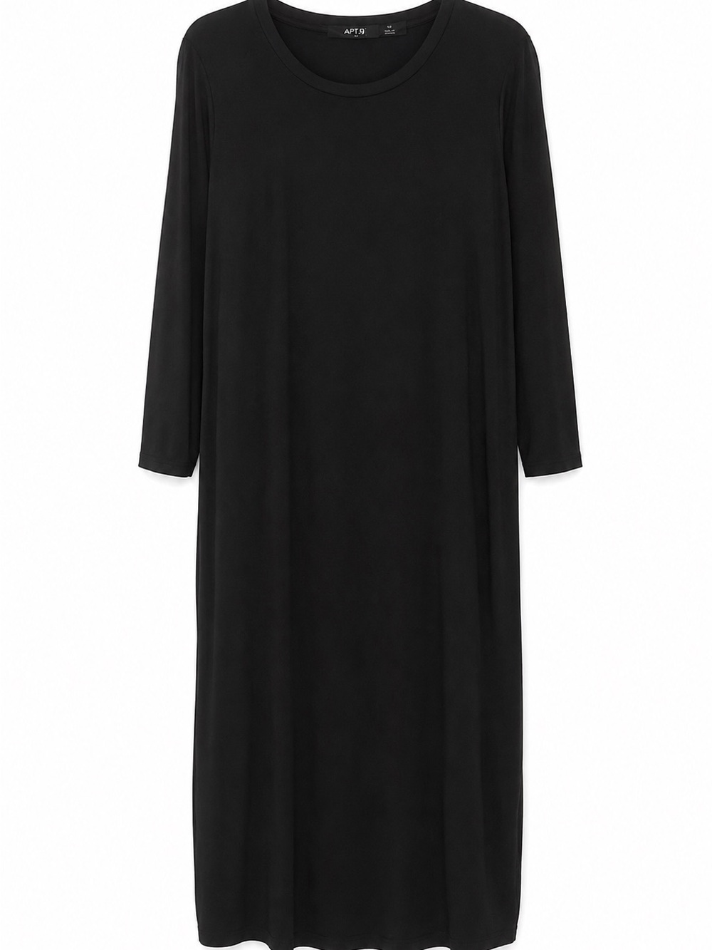 Apt. 9 Black Long Sleeve Maxi Dress - Classic Crew Neck